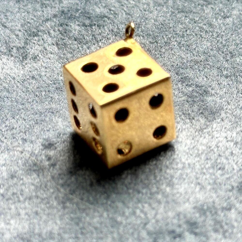 vintage 14k dice charm c1970